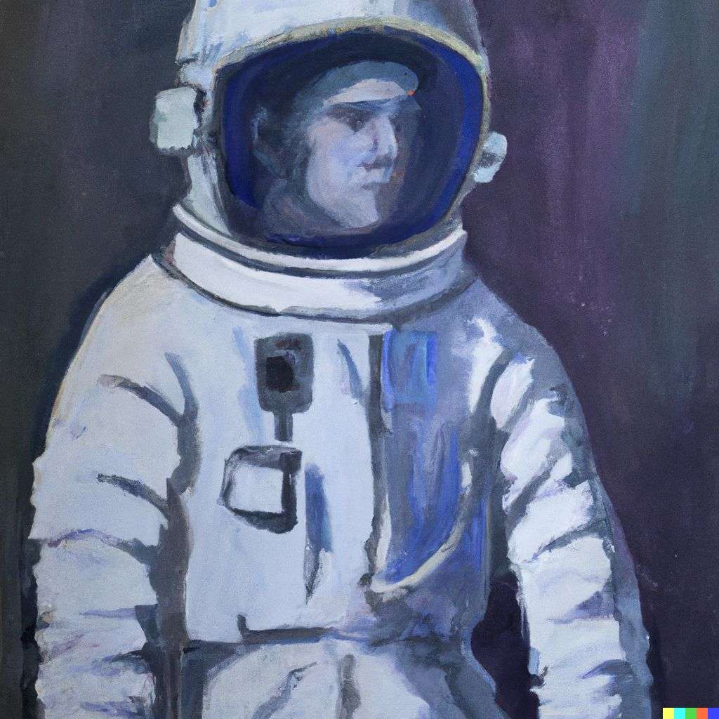 an astronaut, painting from the 20th century